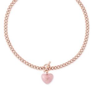 Rose Gold-tone Heart Stone Pendent Necklace